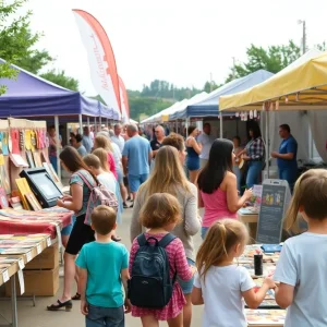 Families enjoying the Gaspee Days Arts and Crafts Festival