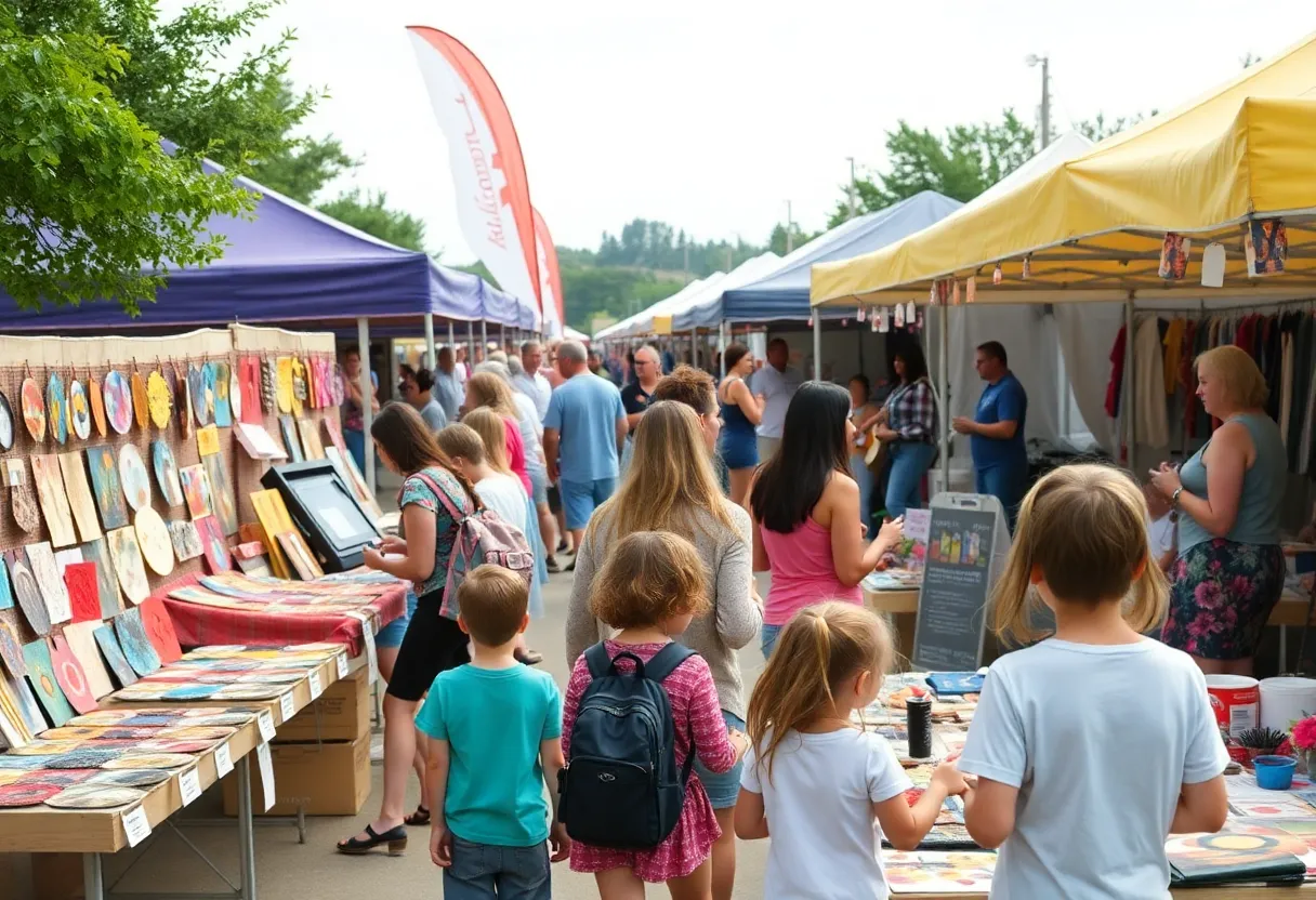Families enjoying the Gaspee Days Arts and Crafts Festival