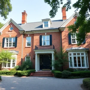 The historic Gilman House in Providence, Rhode Island, featuring a beautiful brick exterior and renovated landscape.