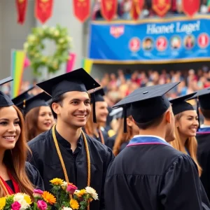Graduates celebrating at a commencement ceremony