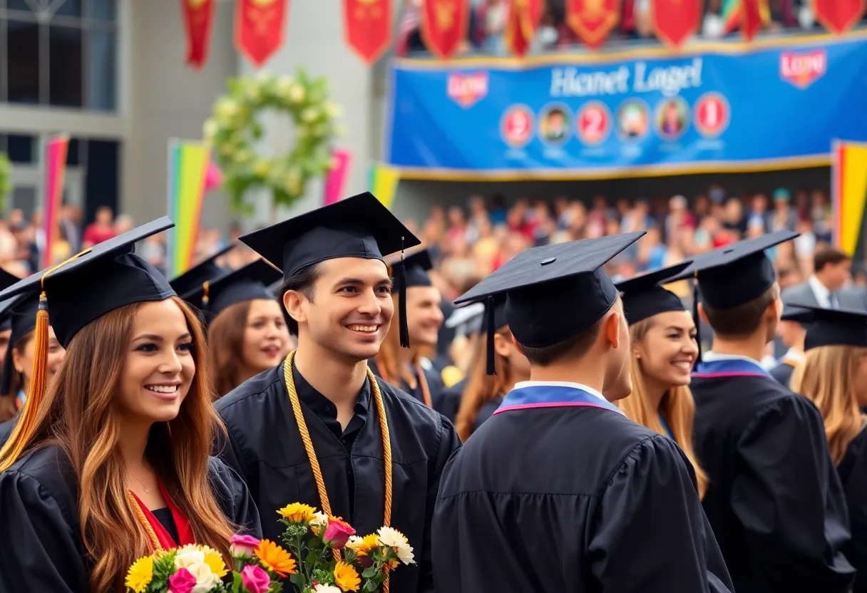 Graduates celebrating at a commencement ceremony