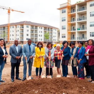 Community leaders at the groundbreaking ceremony for affordable housing in Central Falls