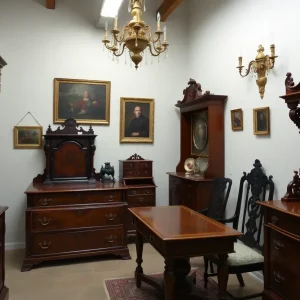 Historic furniture collection stored in climate-controlled conditions
