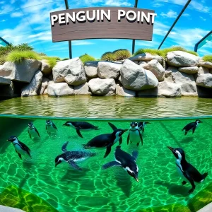 Humboldt penguins in their new exhibit at Roger Williams Park Zoo