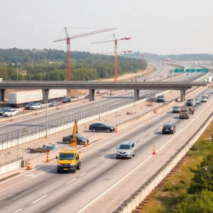 Construction site on I-95 for bridge renovations