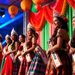 Pageant contestants in traditional attire at the Day of Portugal event