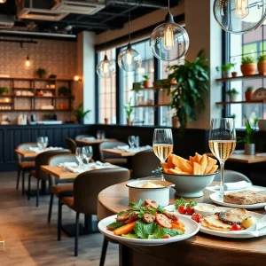 Interior view of Oberlin restaurant featuring modern design and dining setup