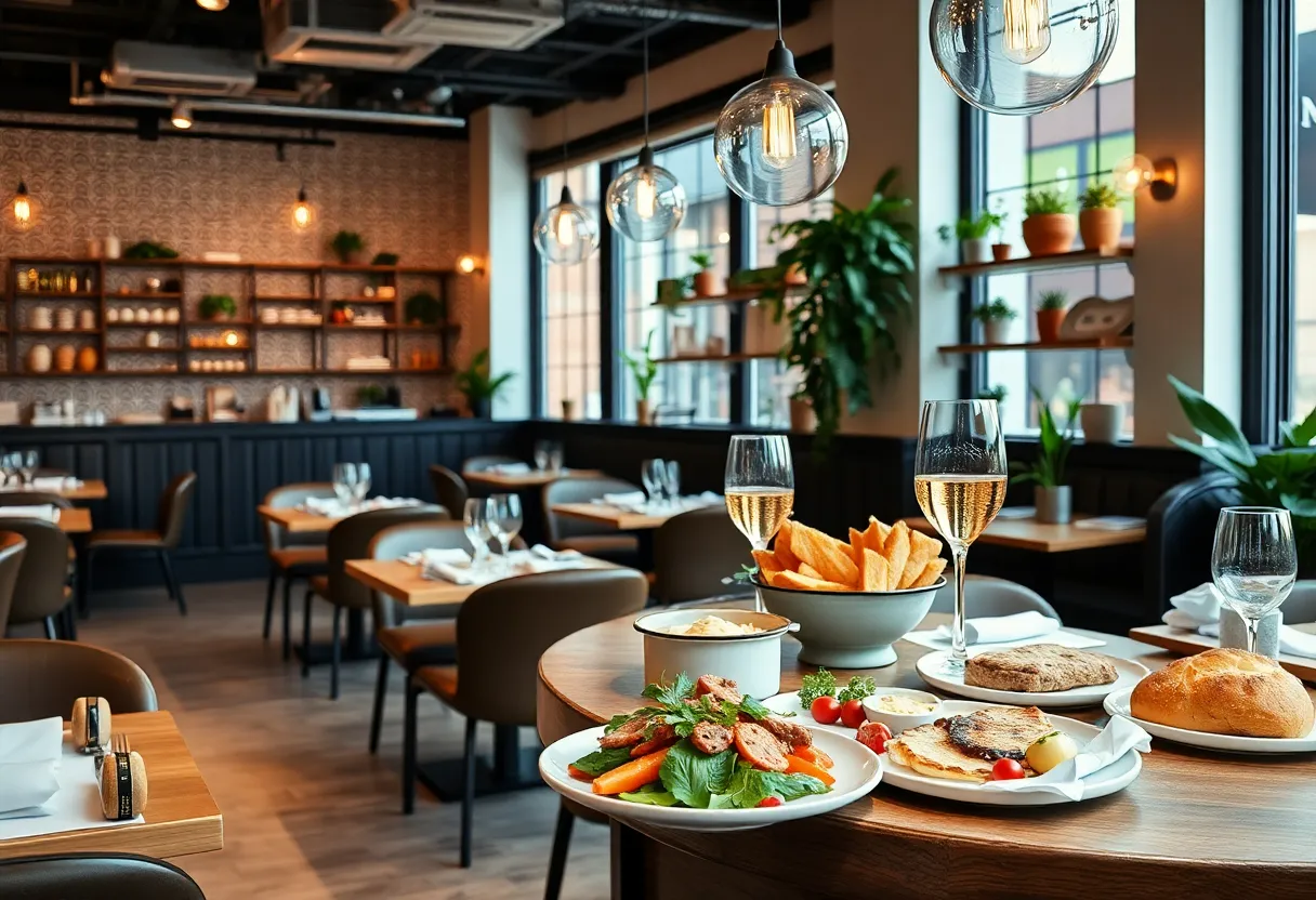 Interior view of Oberlin restaurant featuring modern design and dining setup