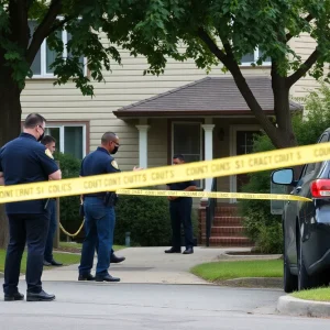 Police conducting a drug bust at a residential property in Pawtucket.