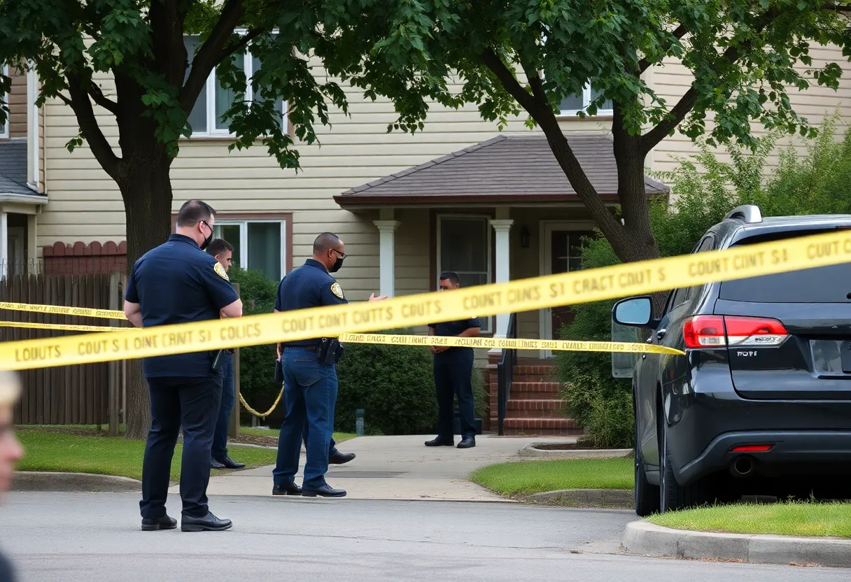 Police conducting a drug bust at a residential property in Pawtucket.