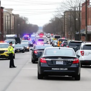 Police investigating a vehicle crash scene in Pawtucket.