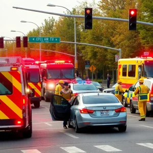 Emergency responders at a Providence car accident scene