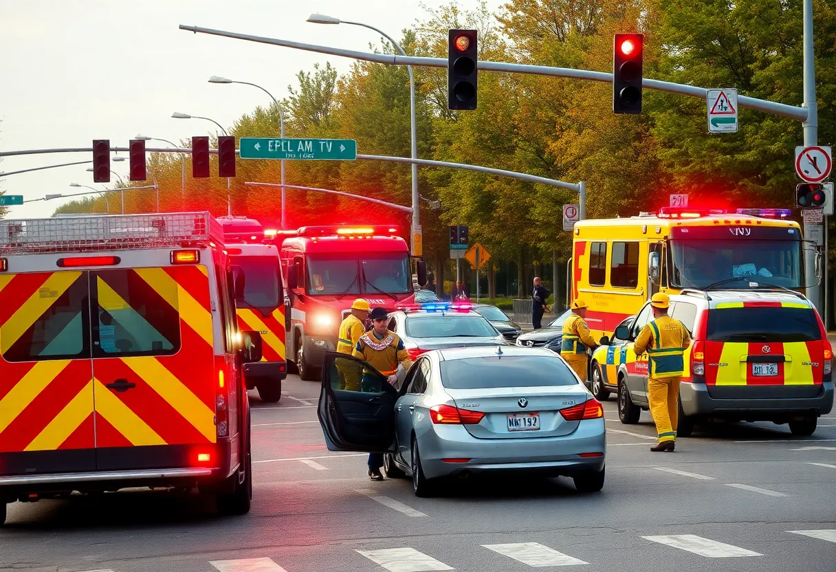 Emergency responders at a Providence car accident scene