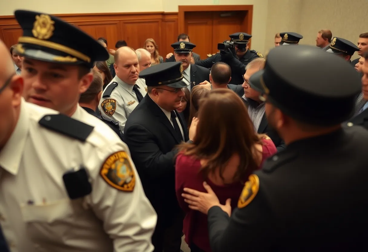 Law enforcement responding to a disturbance at Providence courthouse