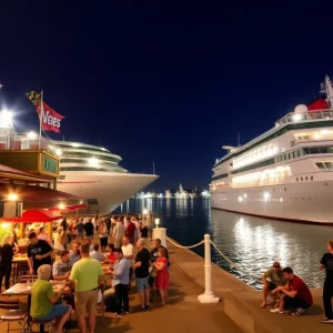 Cruise ships docked in Providence waterfront