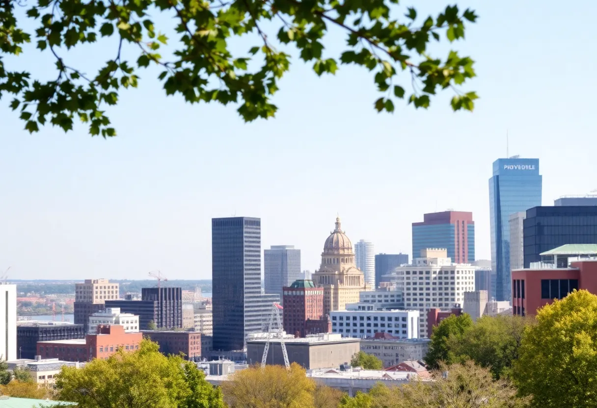 A skyline view of Providence showcasing the city's business district.