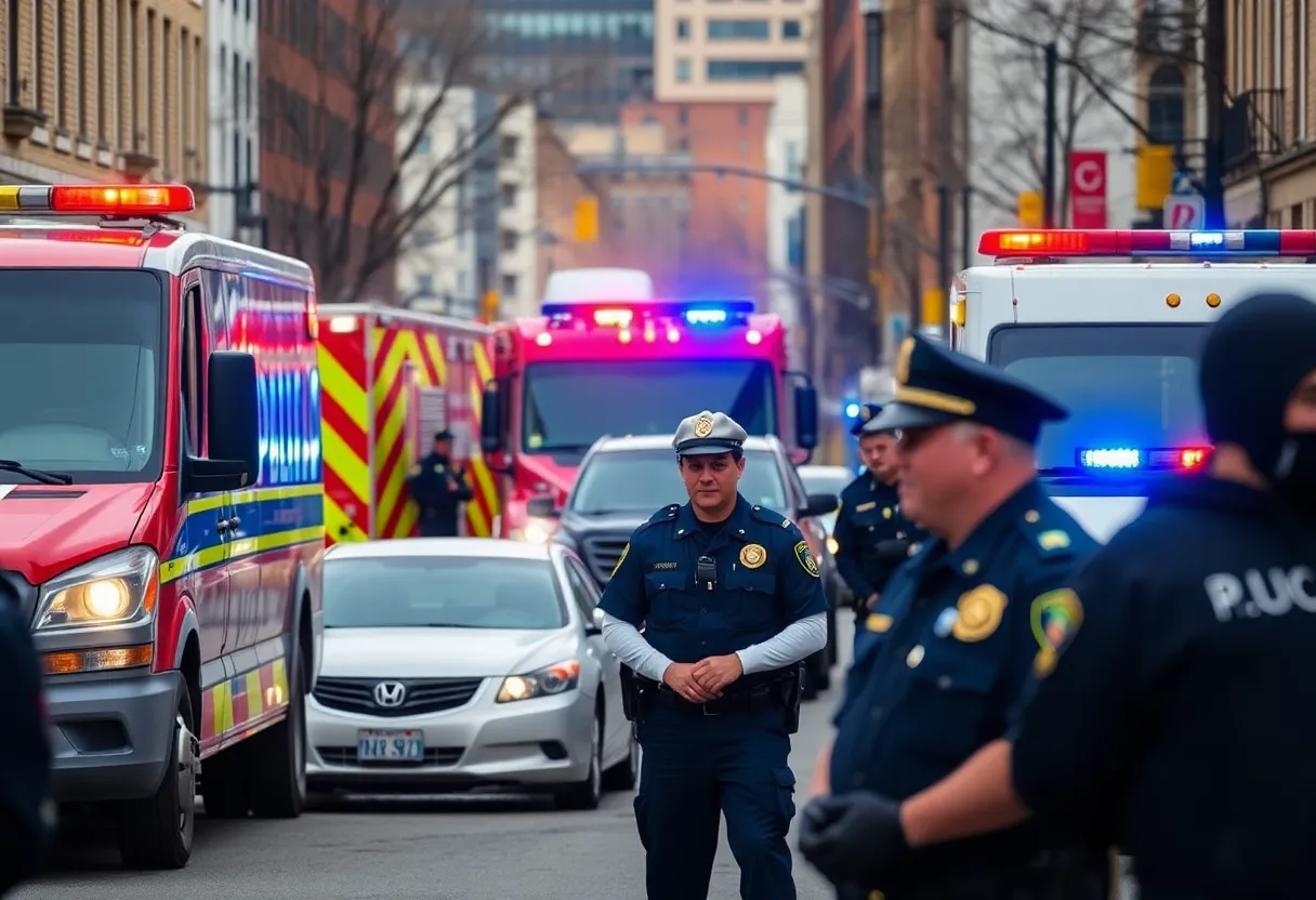 Police vehicles and emergency services in urban Providence