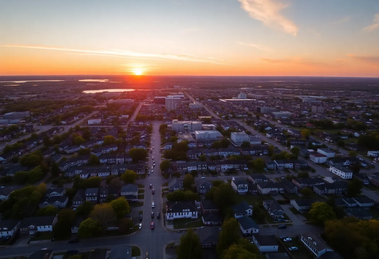 Aerial view of neighborhoods in Providence, Rhode Island