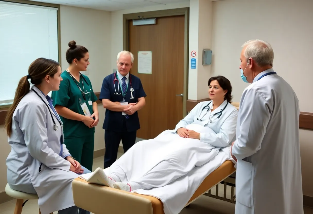 Healthcare professionals discussing cancer treatment resources