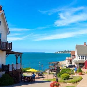Scenic view of Rhode Island coastline promoting tourism