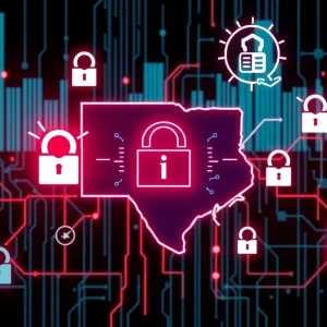 Visual representation of a cyberattack affecting social services in Rhode Island.