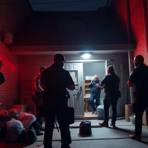 Law enforcement conducting a drug raid in Rhode Island