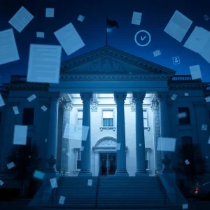 Abstract representation of government transparency and public records