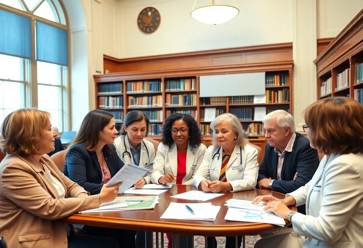 Legislators and health care leaders discussing health care issues in Rhode Island