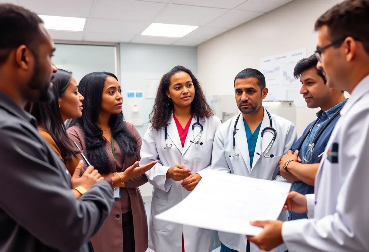 Medical professionals discussing health care spending