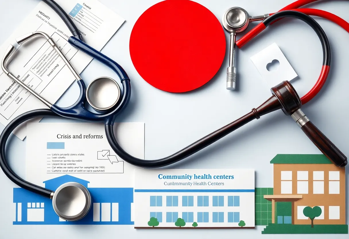 Illustration depicting the urgent reforms needed in Rhode Island's healthcare system.