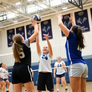 High school volleyball and basketball teams showcasing athletic skills.