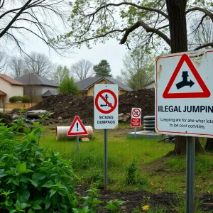 Construction site showing illegal dumping hazards