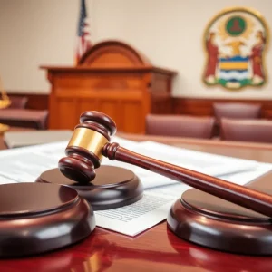 Courtroom symbolizing housing settlement case in Rhode Island