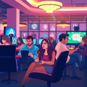 Group of diverse individuals enjoying online gaming