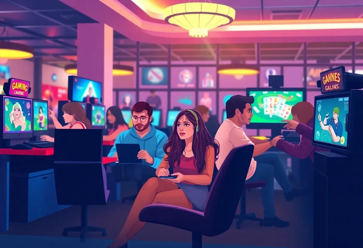 Group of diverse individuals enjoying online gaming