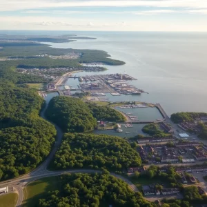 Aerial view of Rhode Island showcasing its beautiful landscapes and coastal areas.