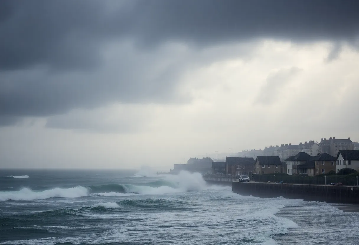 Stormy weather with heavy rain and winds in Rhode Island
