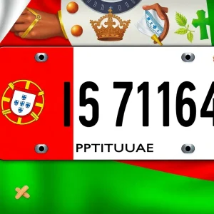 License plate representing the Portuguese coat of arms