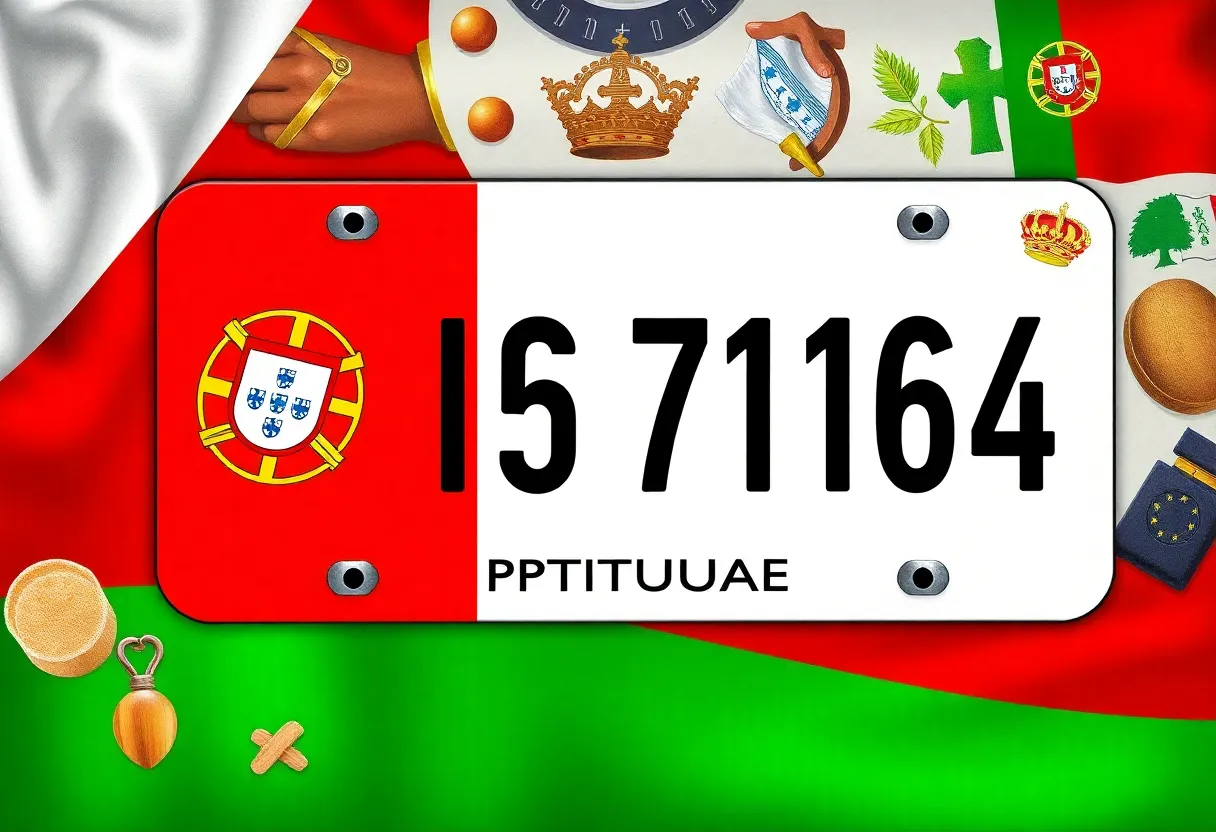 License plate representing the Portuguese coat of arms