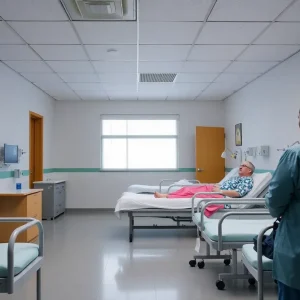 An empty clinic room in Rhode Island, symbolizing the healthcare crisis.