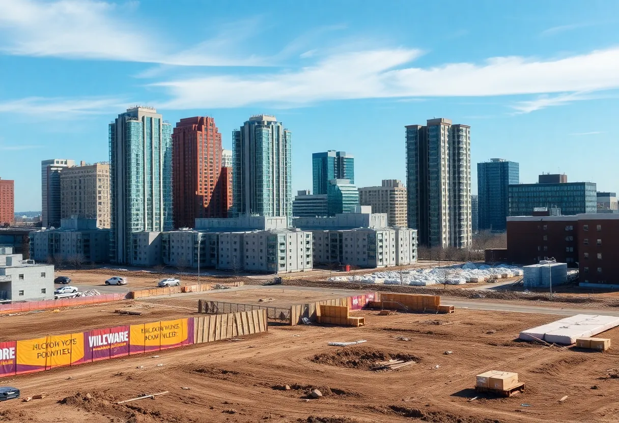 Urban landscape in Rhode Island showing housing development contrast