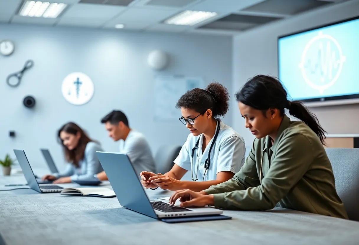 Students engaging in online RN to BSN nursing studies