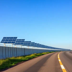 Solar panels on highway barriers in Rhode Island