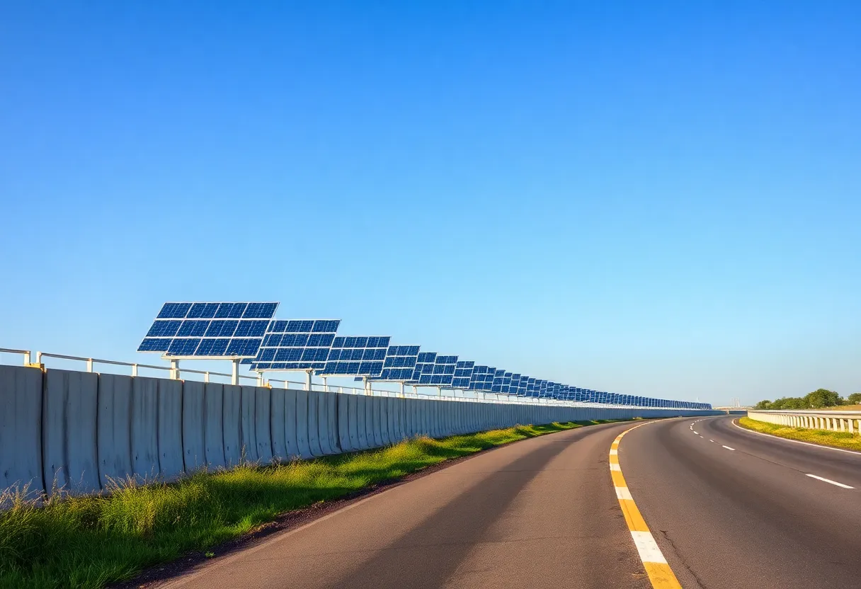 Solar panels on highway barriers in Rhode Island