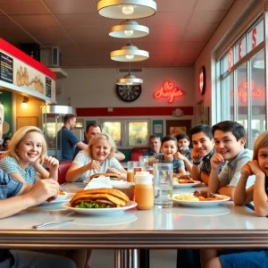 Families enjoying meals at Wein-O-Rama after reopening.