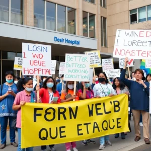 Union workers protest outside Women & Infants Hospital