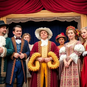 Scene from You On The Moors Now with characters in period costumes