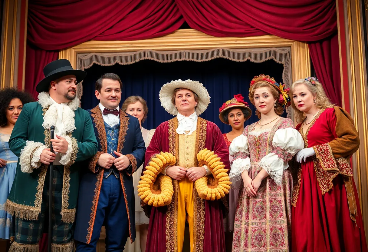 Scene from You On The Moors Now with characters in period costumes
