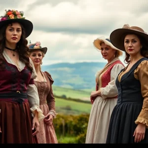 The cast of You on the Moors Now on stage in period costumes