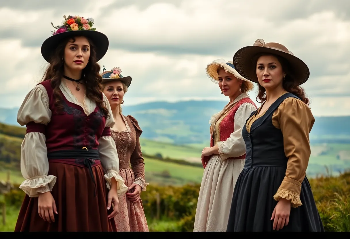 The cast of You on the Moors Now on stage in period costumes
